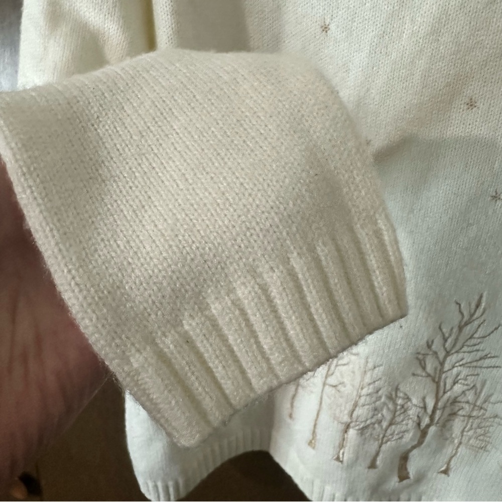Carroll Reed Women's White Acrylic Tree Snowflakes Embroidered Sweater Sz XL - Picture 7 of 11